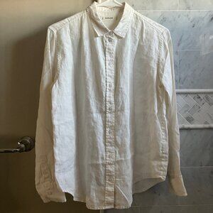 Everlane The Linen Relaxed Shirt in Bone off-white cream button-down dress shirt